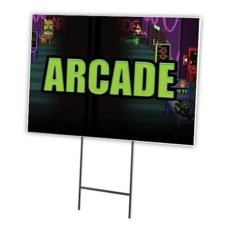 Signmission Arcade Yard Sign & Stake outdoor plastic coroplast window, C-1824 Arcade C-1824 Arcade